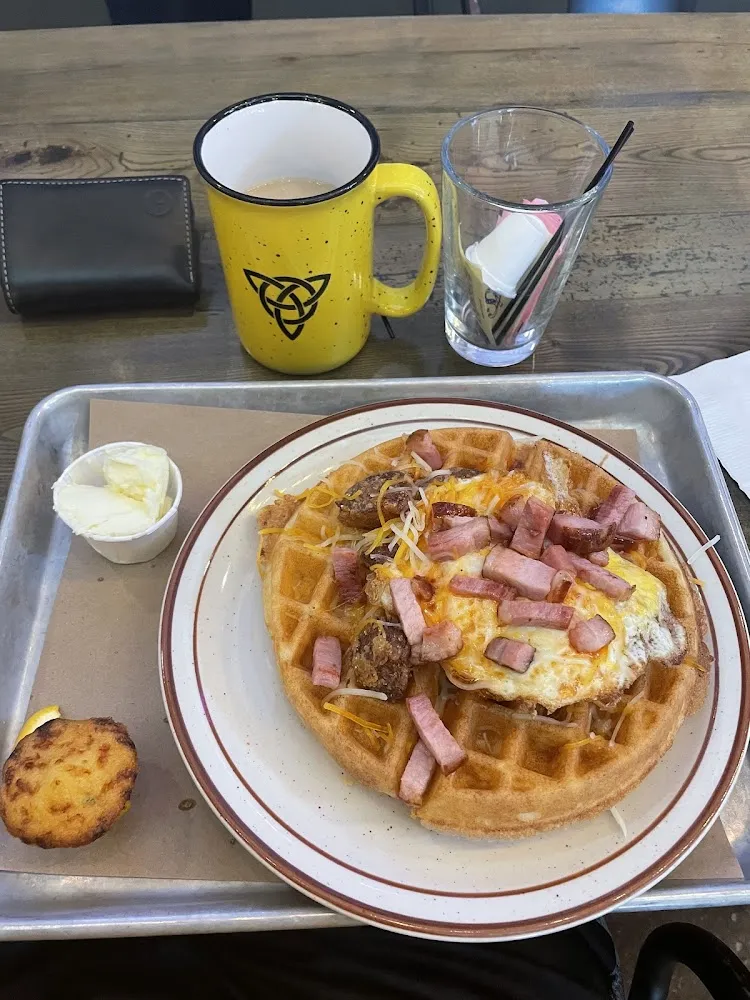 Waffle Ham and Cheese Omelette